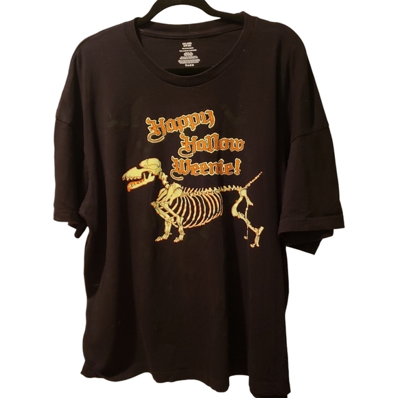 Black Halloween Skeleton Dog T-Shirt - Picture 1 of 2